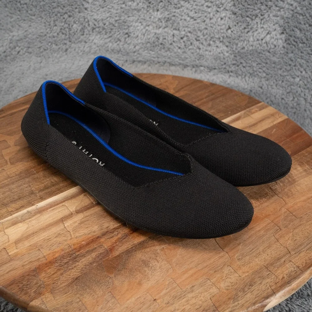 Rothy's The Flat Womens Size 9.5 Black Ballet Flats Shoes